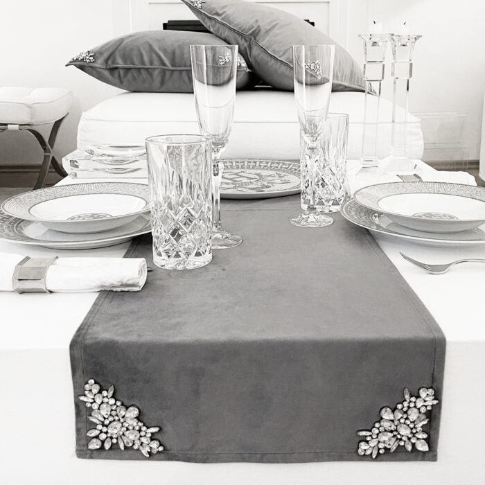 The Luxe Velvet Table Runner Silver