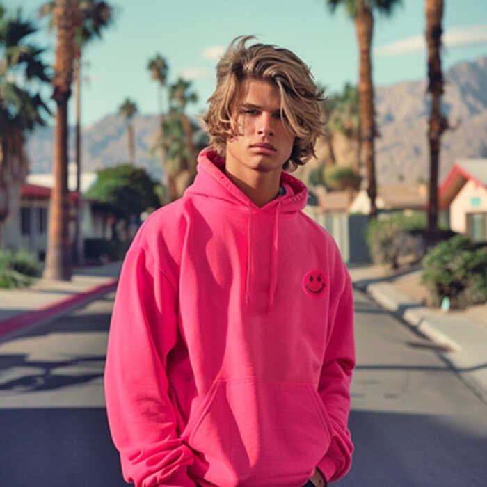 The Smiley Hoodie Pink Oversize